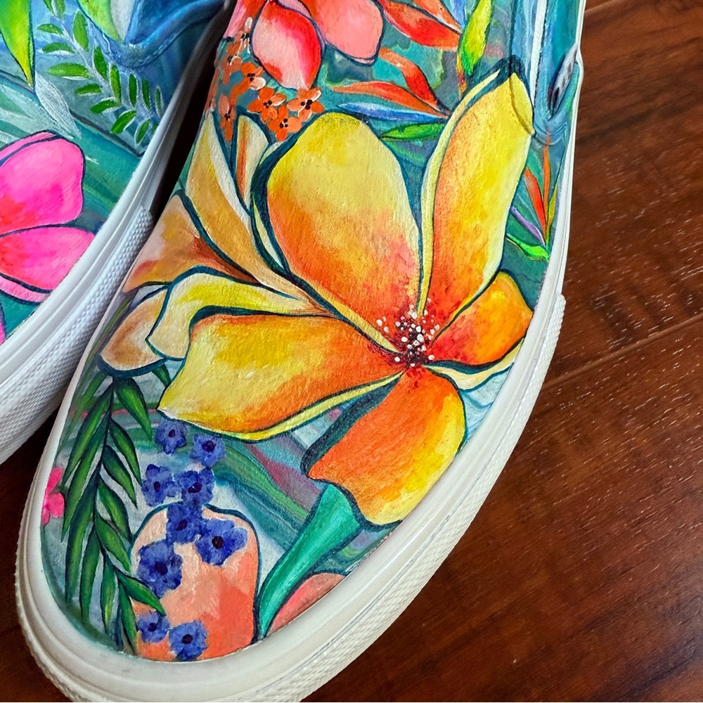 Van’s Custom Handpainted Mens sz 13 Popcrush Skateboarding Island Slip On shoes - Picture 10 of 12